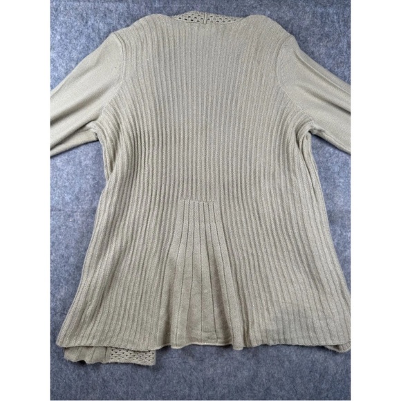Kim Rogers Cardigan Sweater Women's 2X Beige Ribbed Knit‎ Long Sleeve Open Front - Picture 2 of 6